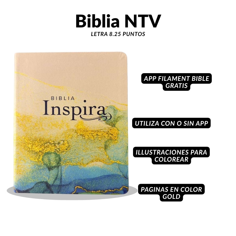 Biblia Inspira NTV de Apuntes y Creativa para Colorear – Edición Premium con App Filament (Letra 8.25)
