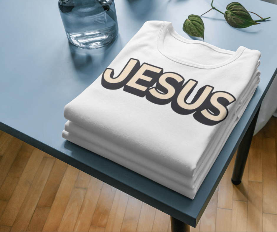 Retro "JESUS" Graphic Tee – Bubble Letter Pink Streetwear T-Shirt – Vintage Style Faith Apparel