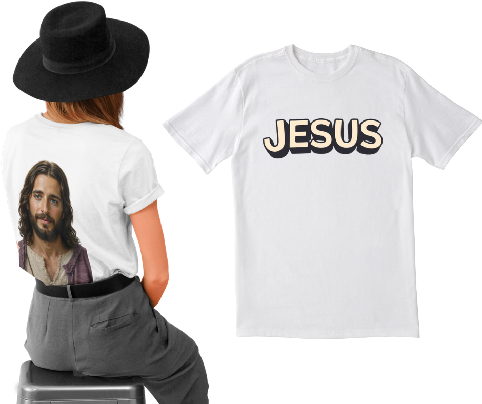 Retro "JESUS" Graphic Tee – Bubble Letter Pink Streetwear T-Shirt – Vintage Style Faith Apparel