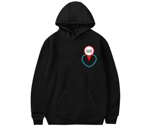 "Located in Him" Christian Hoodie - Jesus & Heart Location Icon | Black Unisex Streetwear