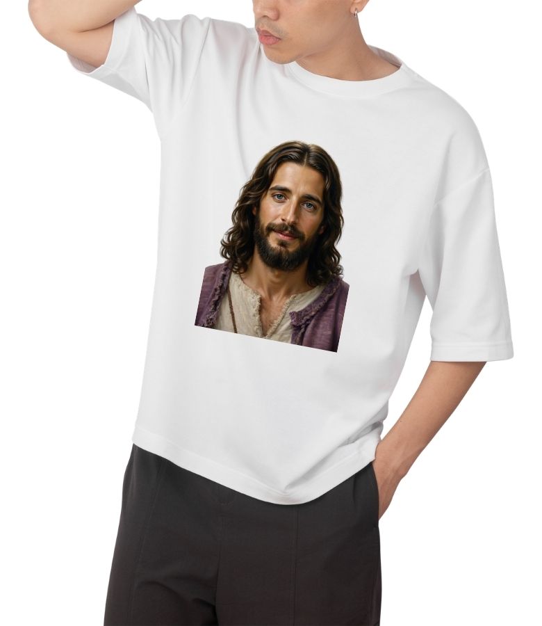 Retro "JESUS" Graphic Tee – Bubble Letter Pink Streetwear T-Shirt – Vintage Style Faith Apparel