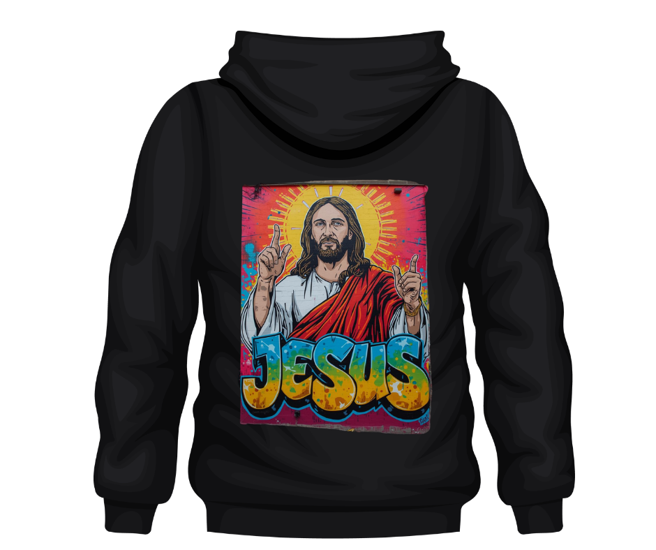 "Located in Him" Christian Hoodie - Jesus & Heart Location Icon | Black Unisex Streetwear