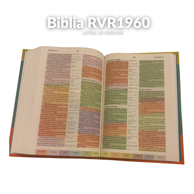 Biblia de Estudio Arcoíris RVR 1960 Tapa Dura – Edición Premium con Sistema de Colores Codificados