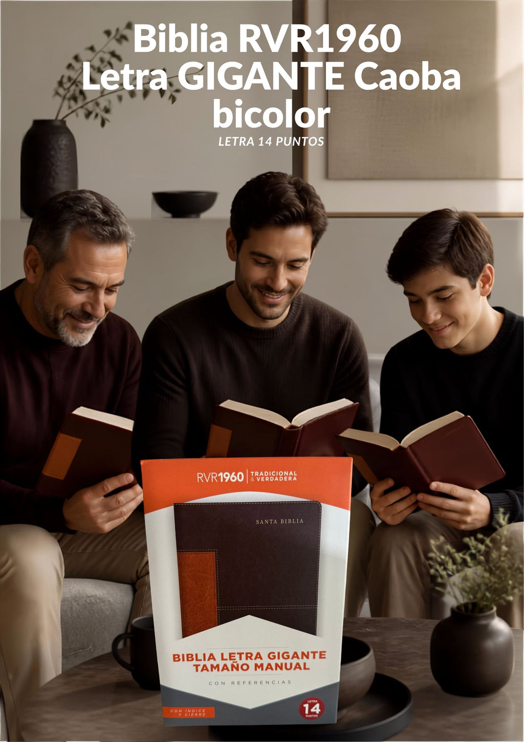Biblia RVR 1960 Letra Gigante (14 Puntos) – Edición Limitada Marrón/Caoba Bicolor con Cierre (Holman)