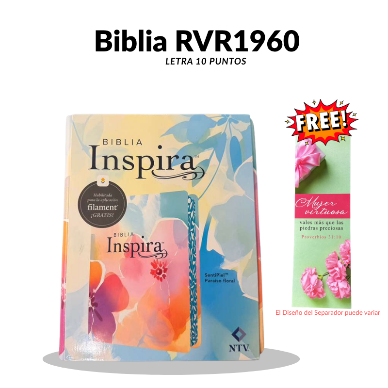 Biblia Inspira™ RVR1960 | Letra Grande 10 Puntos | Edición Floral con Filament