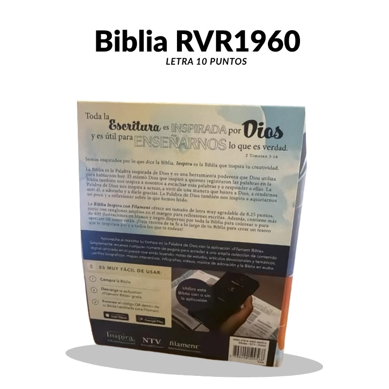 Biblia Inspira™ RVR1960 | Letra Grande 10 Puntos | Edición Floral con Filament