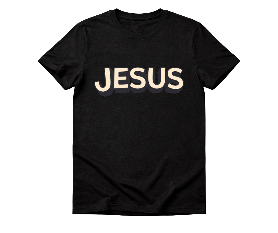 Retro "JESUS" Graphic Tee – Bubble Letter Pink Streetwear T-Shirt – Vintage Style Faith Apparel