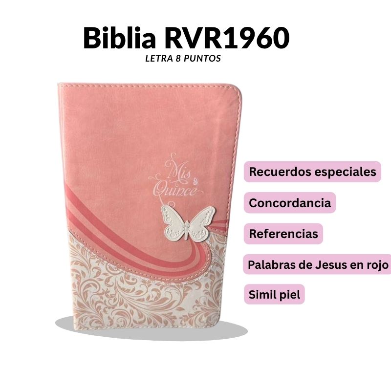 Biblia Reina Valera 1960 Mis Quince Años – Edición Especial de Gala (Simil Piel Rosa)