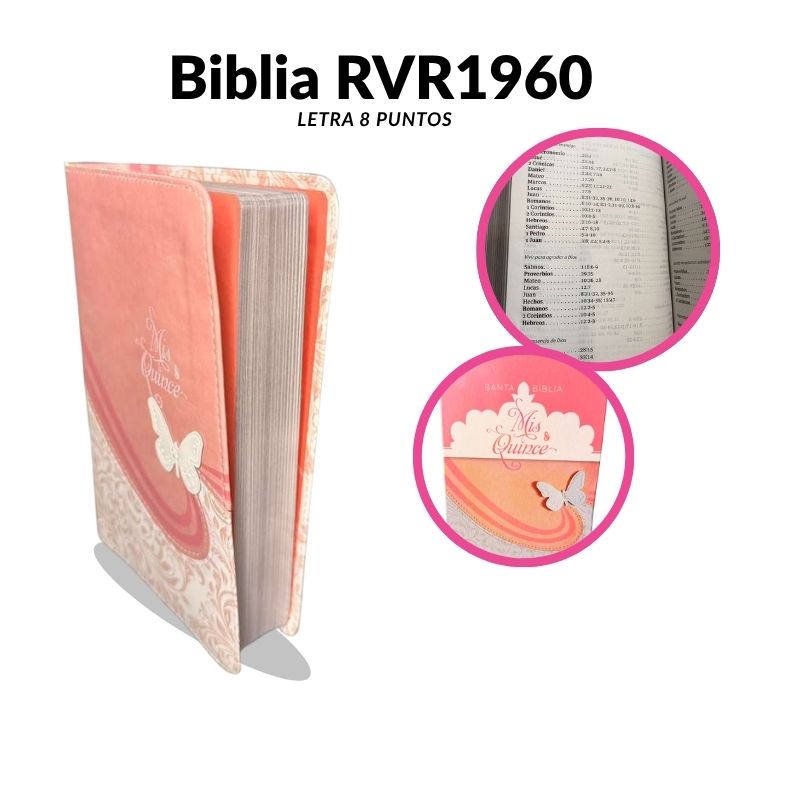 Biblia Reina Valera 1960 Mis Quince Años – Edición Especial de Gala (Simil Piel Rosa)