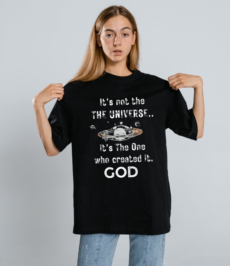 It's Not The Universe It's God - Vintage Cosmic Heavy Cotton Tee – Premium Christian Streetwear Graphic T-Shirt