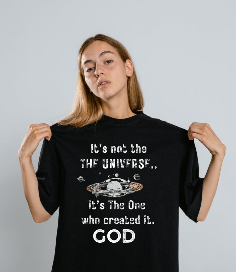 It's Not The Universe It's God - Vintage Cosmic Heavy Cotton Tee – Premium Christian Streetwear Graphic T-Shirt