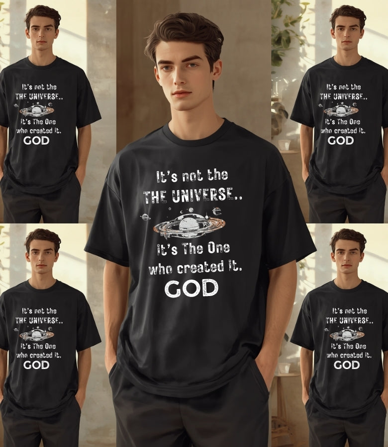 It's Not The Universe It's God - Vintage Cosmic Heavy Cotton Tee – Premium Christian Streetwear Graphic T-Shirt