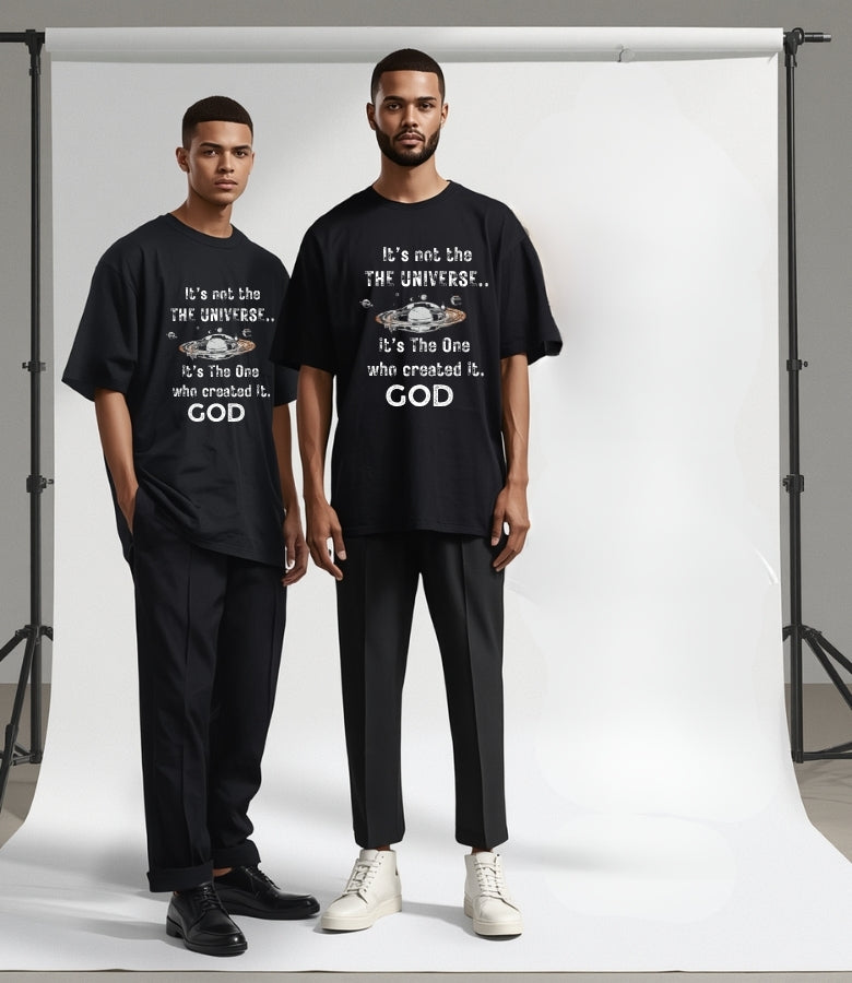 It's Not The Universe It's God - Vintage Cosmic Heavy Cotton Tee – Premium Christian Streetwear Graphic T-Shirt