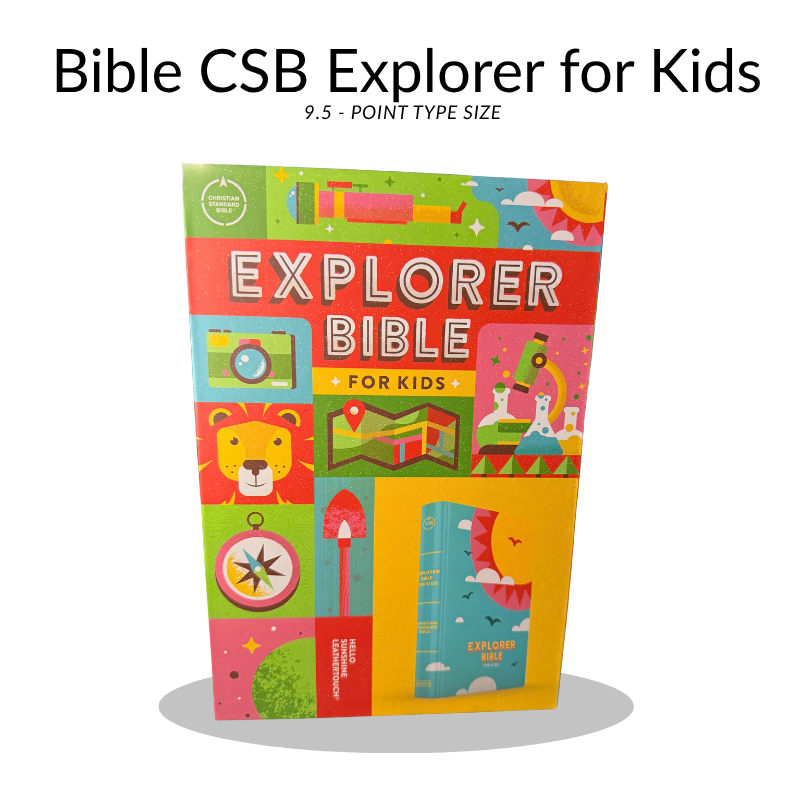 CSB Explorer Bible for Kids, LeatherTouch Hardcover (Hello Sunshine) – Holy Bible Christian Standard Bible, 9.5-Point Comfort Print with QR Codes & Full-Color Maps