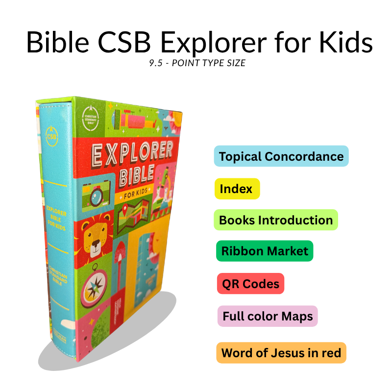 CSB Explorer Bible for Kids, LeatherTouch Hardcover (Hello Sunshine) – Holy Bible Christian Standard Bible, 9.5-Point Comfort Print with QR Codes & Full-Color Maps