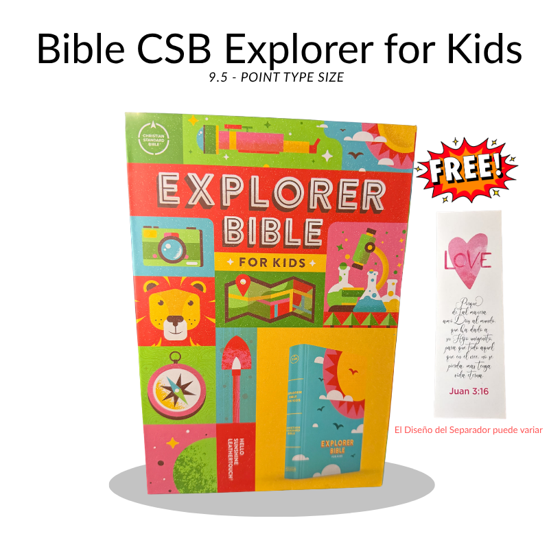 CSB Explorer Bible for Kids, LeatherTouch Hardcover (Hello Sunshine) – Holy Bible Christian Standard Bible, 9.5-Point Comfort Print with QR Codes & Full-Color Maps