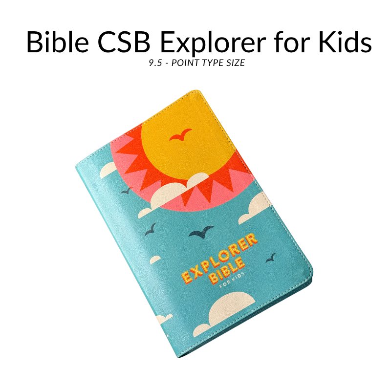 CSB Explorer Bible for Kids, LeatherTouch Hardcover (Hello Sunshine) – Holy Bible Christian Standard Bible, 9.5-Point Comfort Print with QR Codes & Full-Color Maps