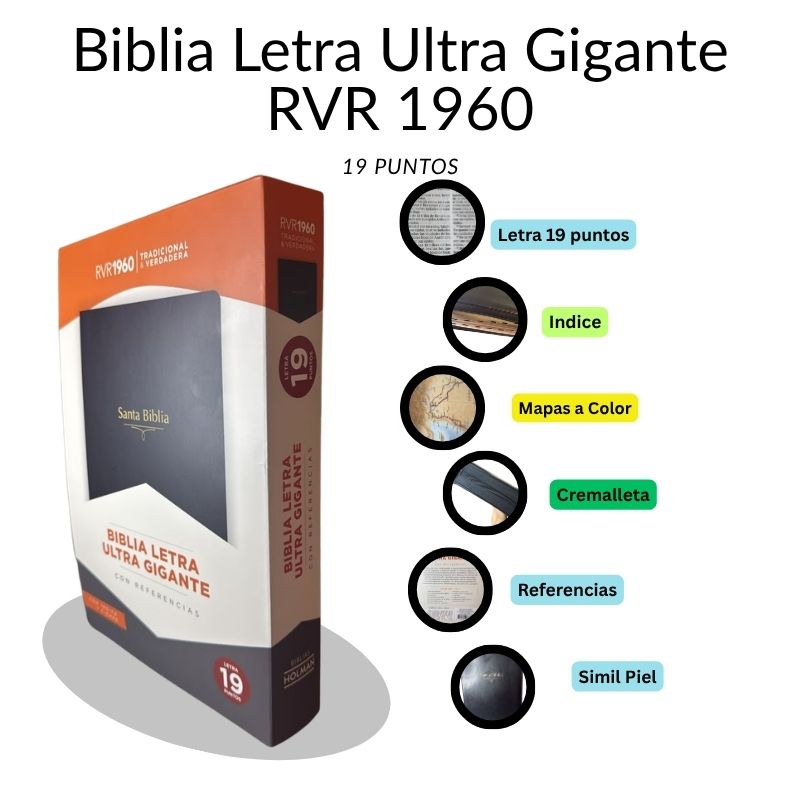 Biblia Letra Ultra Gigante RVR 1960 – Con Índice, Cierre y Referencias (19 Puntos)
