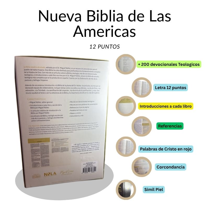 Biblia Temática de Estudio NBLA – Dr. Miguel Núñez (Simil Piel, Letra 12 Puntos)