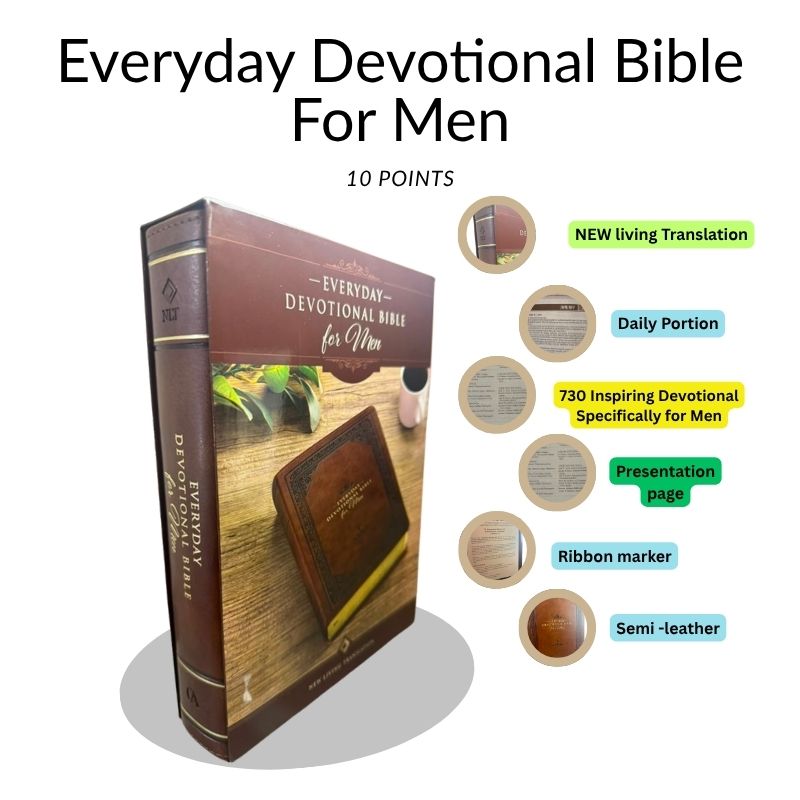 Everyday Devotional Bible for Men NLT – Brown Leather-Like Cover (10 Point Font)