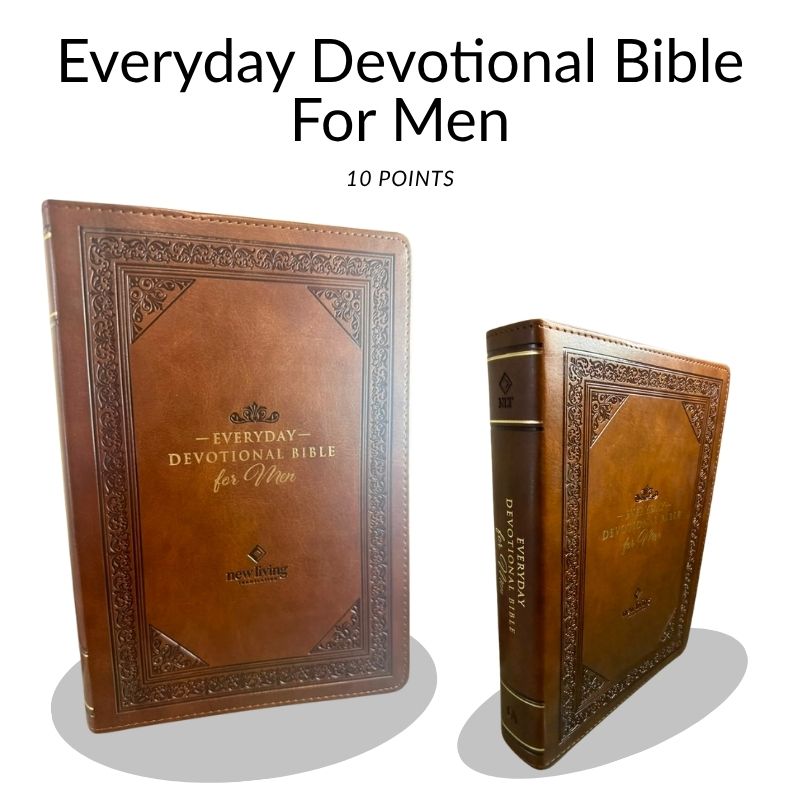 Everyday Devotional Bible for Men NLT – Brown Leather-Like Cover (10 Point Font)