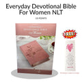 Everyday Devotional Bible for Women NLT – Pink Leather-Like Cover (10 Point Font)