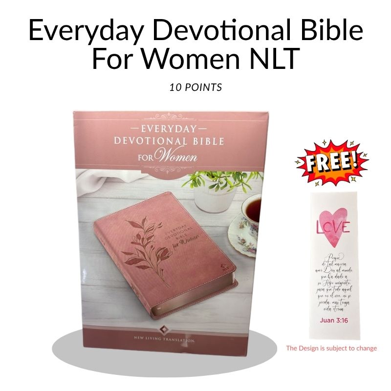 Everyday Devotional Bible for Women NLT – Pink Leather-Like Cover (10 Point Font)