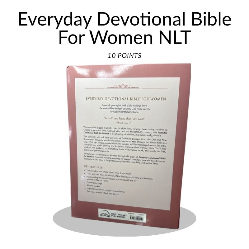 Everyday Devotional Bible for Women NLT – Pink Leather-Like Cover (10 Point Font)