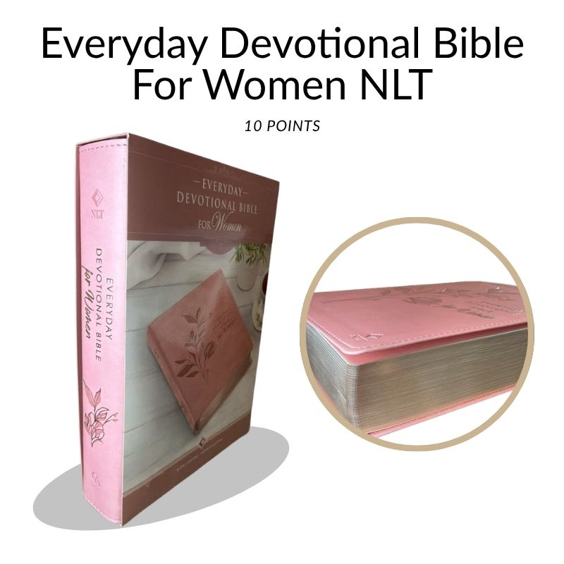 Everyday Devotional Bible for Women NLT – Pink Leather-Like Cover (10 Point Font)