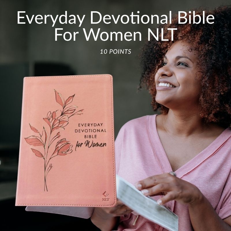 Everyday Devotional Bible for Women NLT – Pink Leather-Like Cover (10 Point Font)