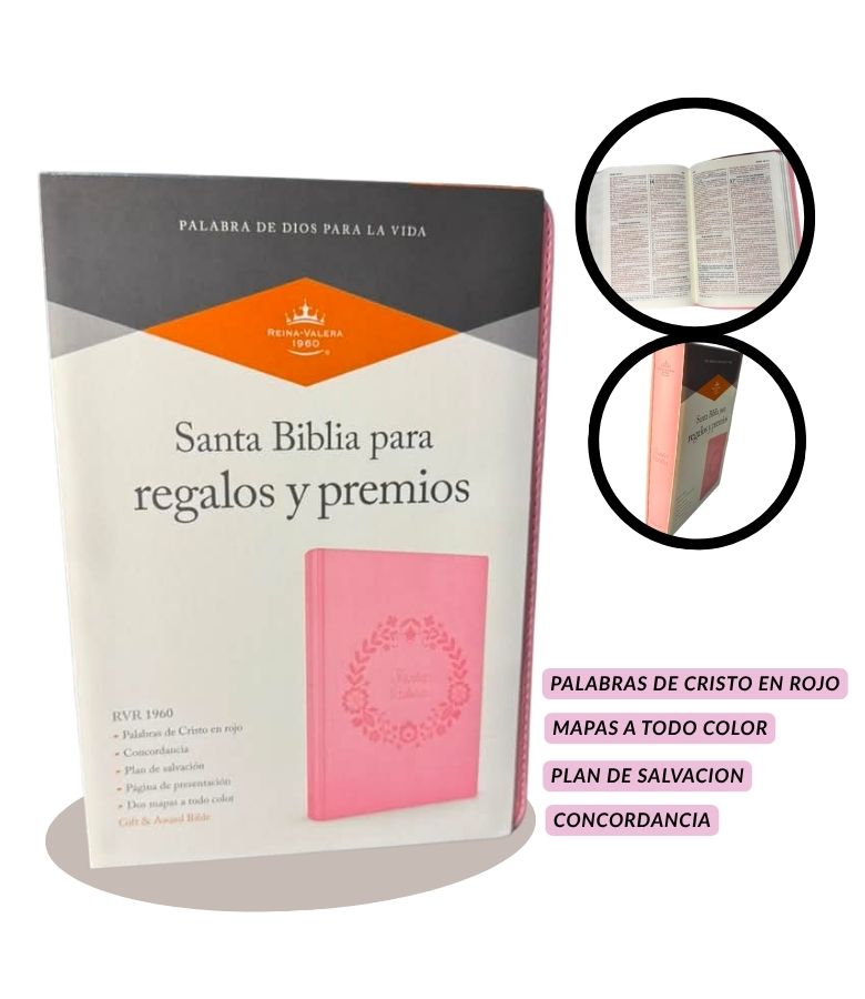 Biblia de Regalo y Premios RVR 1960 (Palabras en Rojo, Tapa Rosa)