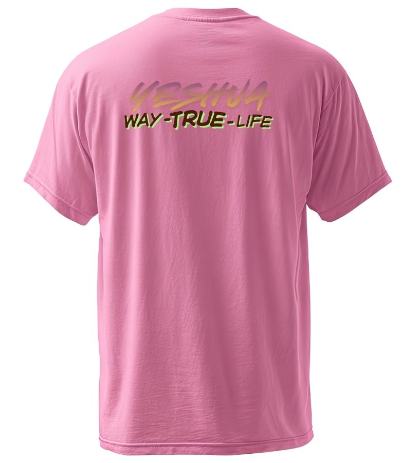 Retro "JESUS" Graphic Tee – Bubble Letter Pink Streetwear T-Shirt – Vintage Style Faith Apparel