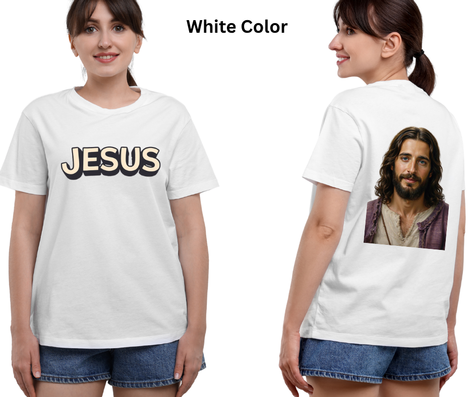 Retro "JESUS" Graphic Tee – Bubble Letter Pink Streetwear T-Shirt – Vintage Style Faith Apparel
