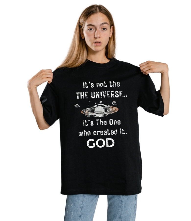 It's Not The Universe It's God - Vintage Cosmic Heavy Cotton Tee – Premium Christian Streetwear Graphic T-Shirt