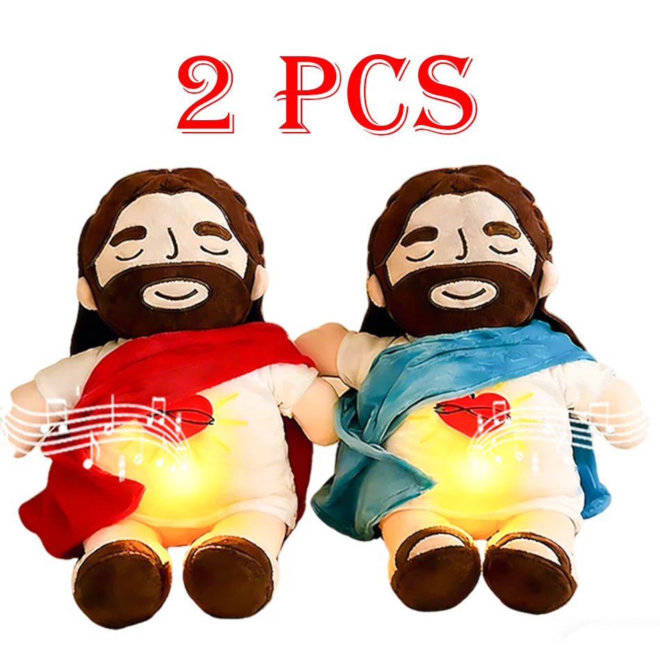 Breathing Jesus kawayi Soothe Plush Toy for Kids Soft Soothing Jesus Plushies Comforting Jesus Heart Toy Easter New Year Gifts