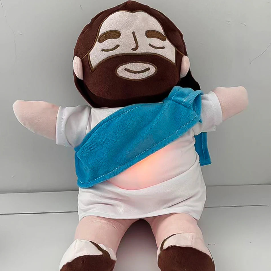 Breathing Jesus kawayi Soothe Plush Toy for Kids Soft Soothing Jesus Plushies Comforting Jesus Heart Toy Easter New Year Gifts