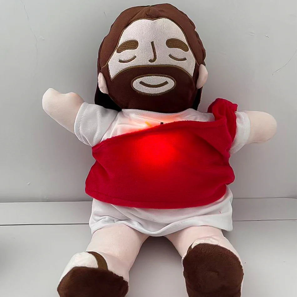 Breathing Jesus kawayi Soothe Plush Toy for Kids Soft Soothing Jesus Plushies Comforting Jesus Heart Toy Easter New Year Gifts