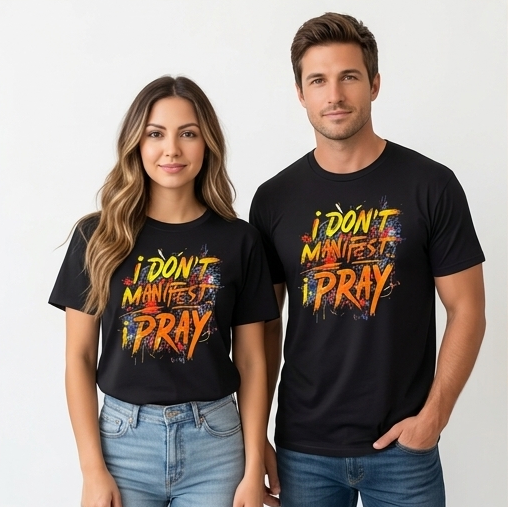 Don’t Manifest I Pray - Heavy Cotton Graphic T-Shirt – Christian Streetwear & Faith-Based Tee-unisex