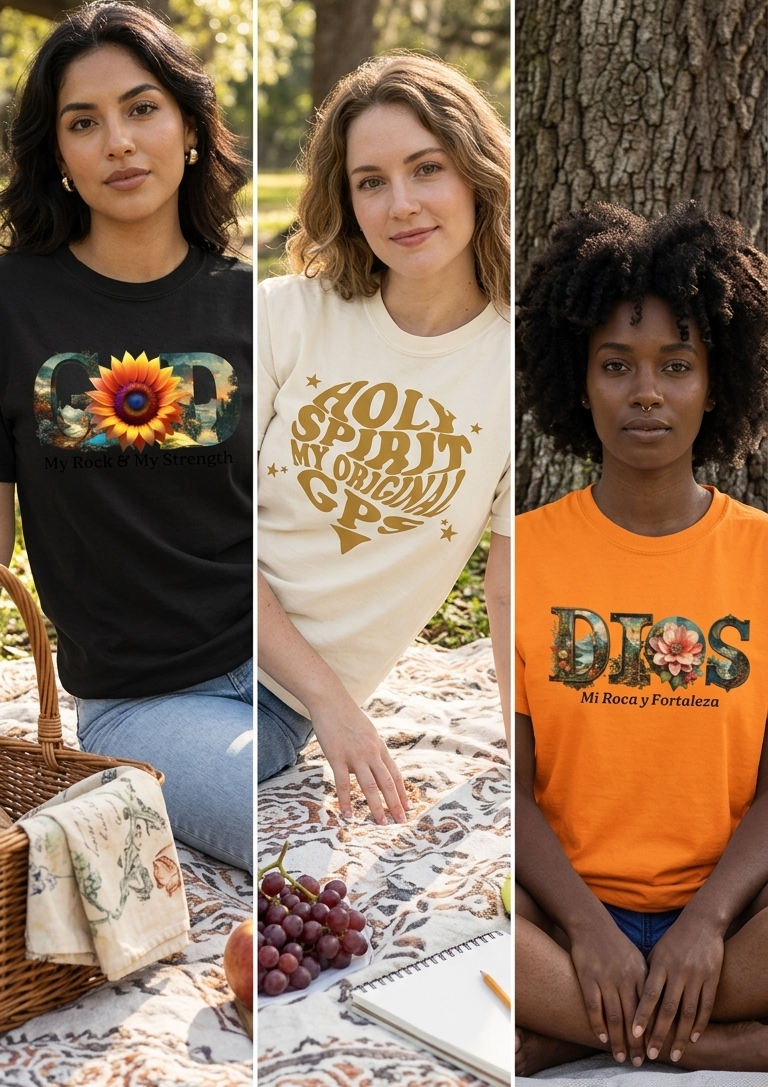 Dios Mi Roca" Botanical Graphic Tee – Vintage Orange Christian T-Shirt – Spanish Faith Apparel Floral Design